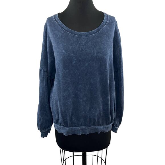 We the Free Blue Vintage Wash Lightweight Oversized Pullover Top Free People S - Picture 1 of 8